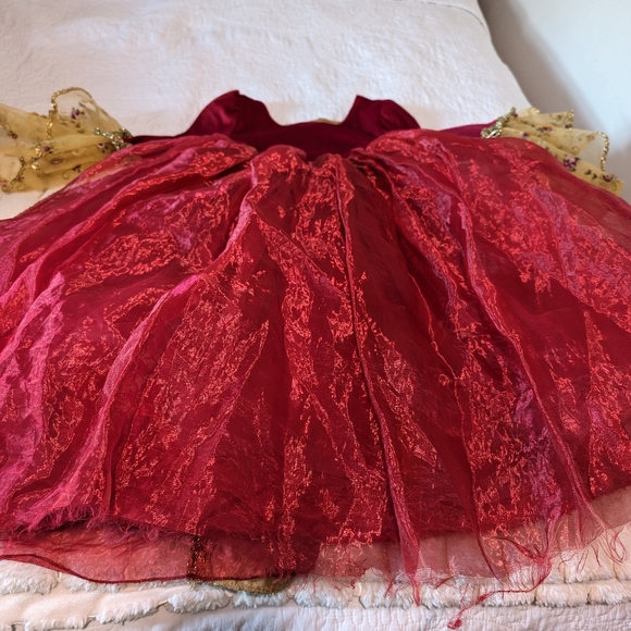 DELUXE Disney Holiday Princess Belle Red Christmas Holiday costume size 4/5 - Picture 9 of 11